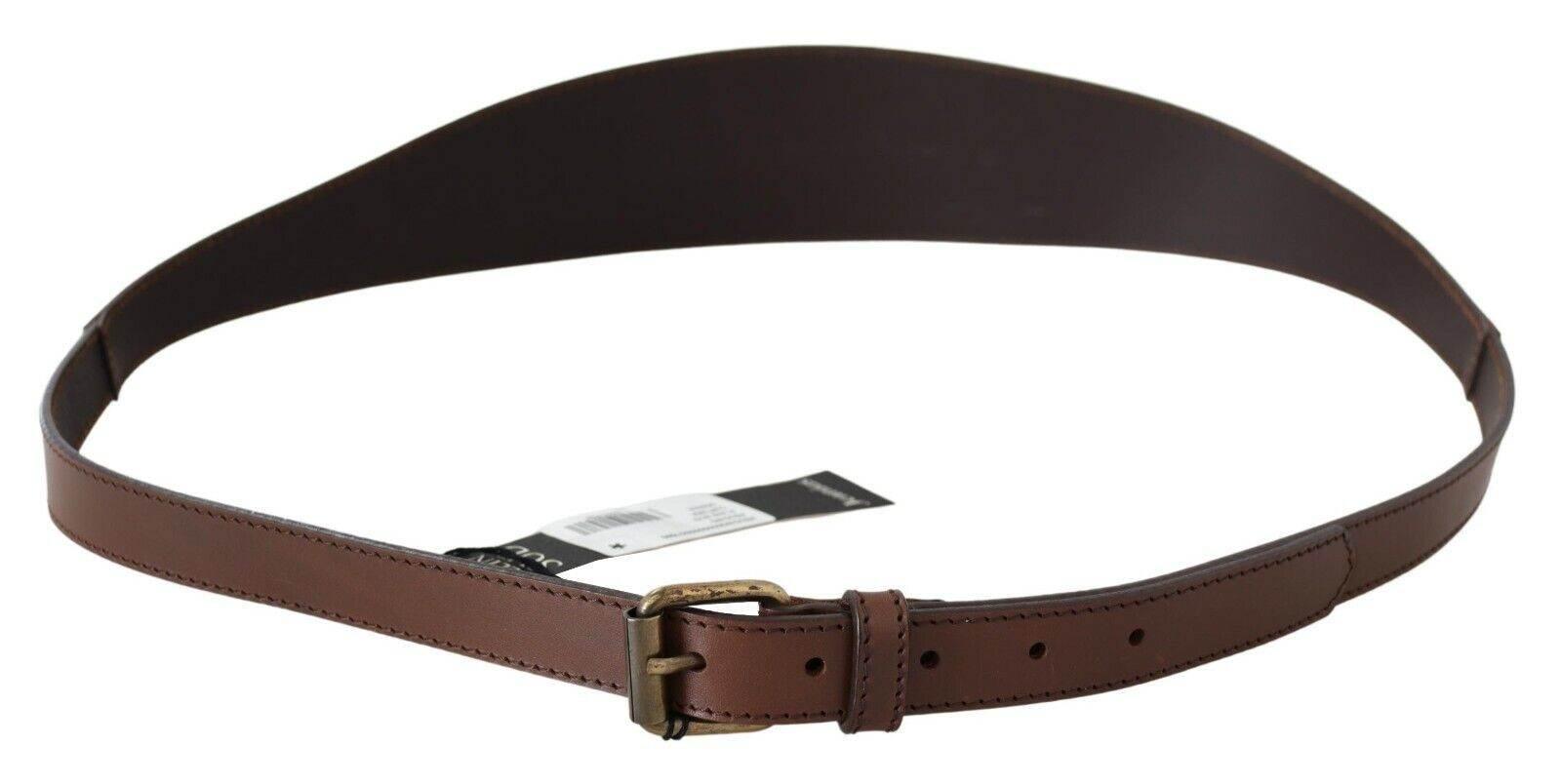 PLEIN SUD Brown Genuine Leather Rustic Metal Buckle Belt - Hilstor