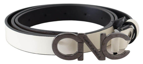 Costume National Metallic Gray Italian Leather Fashion Belt - Hilstor