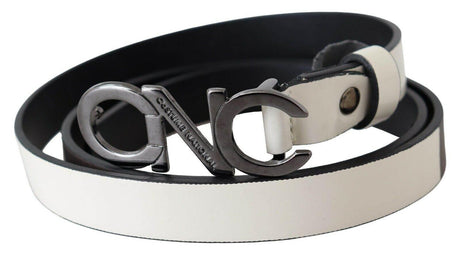 Costume National Metallic Gray Italian Leather Fashion Belt - Hilstor