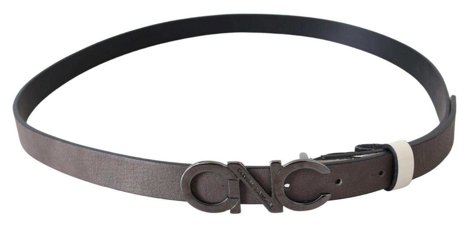 Costume National Metallic Gray Italian Leather Fashion Belt - Hilstor