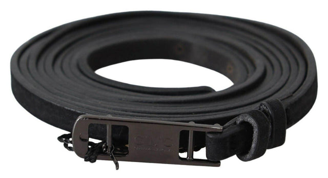 Costume National Elegant Black Leather Adjustable Belt - Hilstor