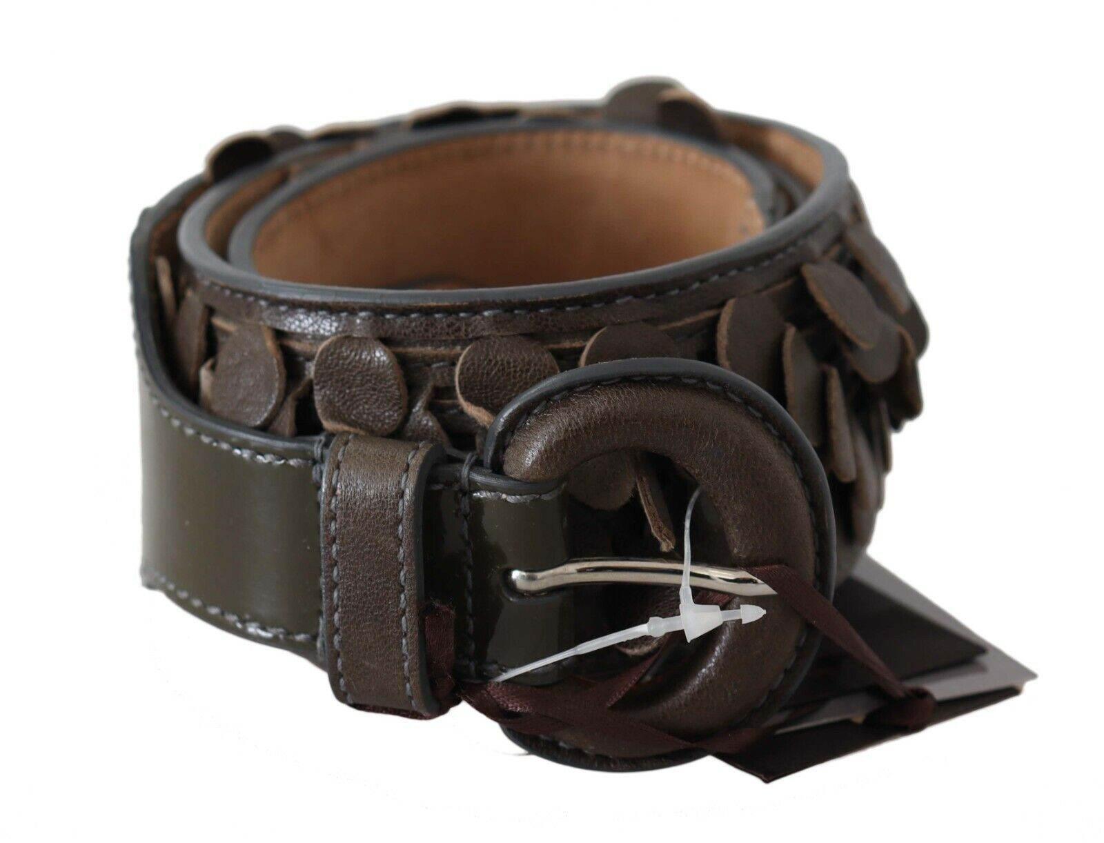 Ermanno Scervino Dark Brown Leather Round Buckle Waist Belt - Hilstor
