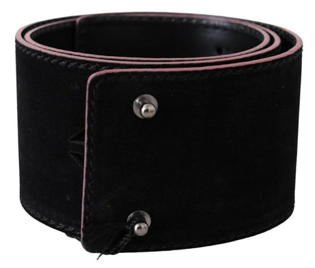 Costume National Elegant Wide Leather Fashion Belt with Metal Accents - Hilstor