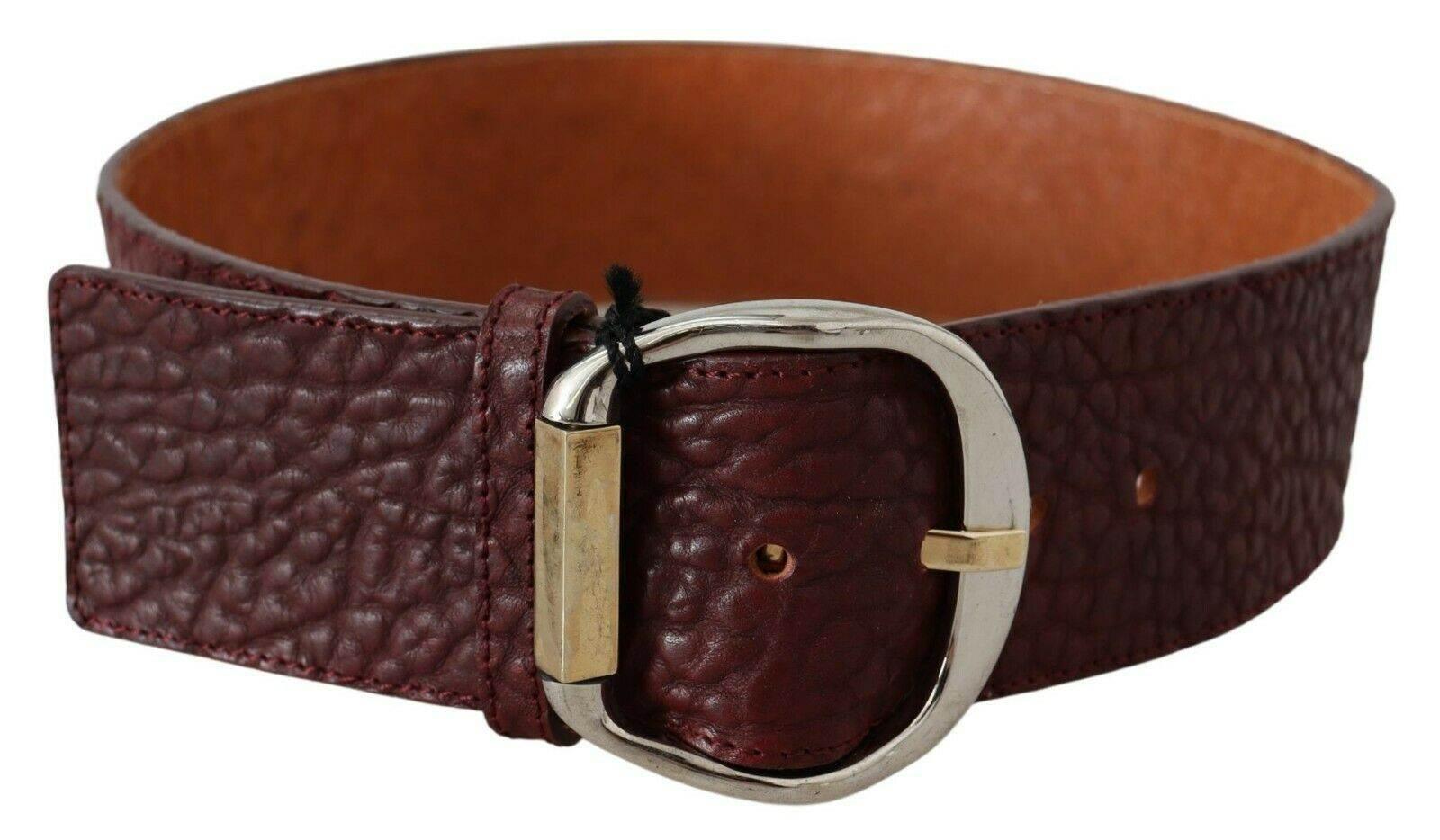 GF Ferre Bordeaux Wide Leather Waist Gold Silver Belt - Hilstor
