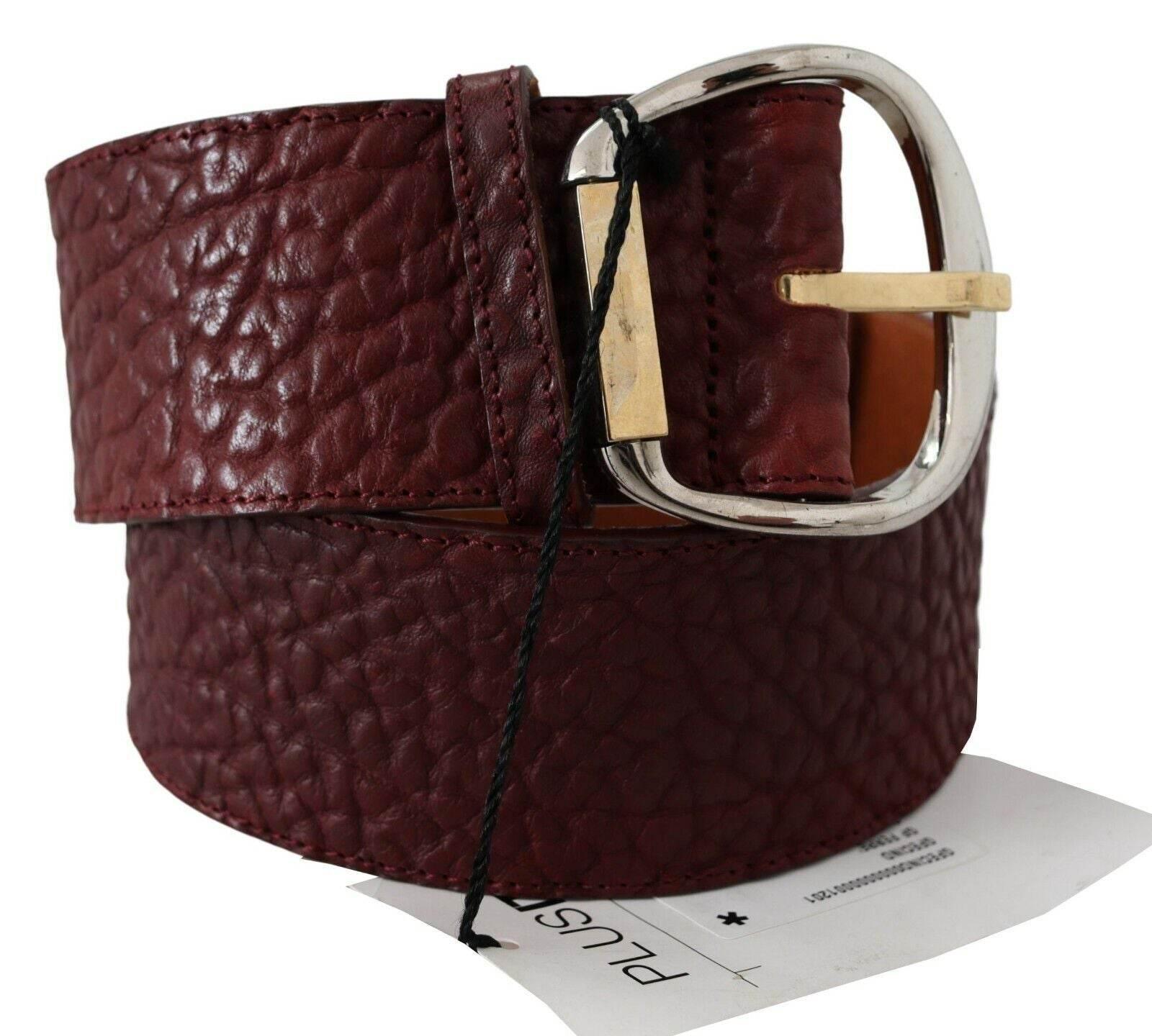GF Ferre Bordeaux Wide Leather Waist Gold Silver Belt - Hilstor
