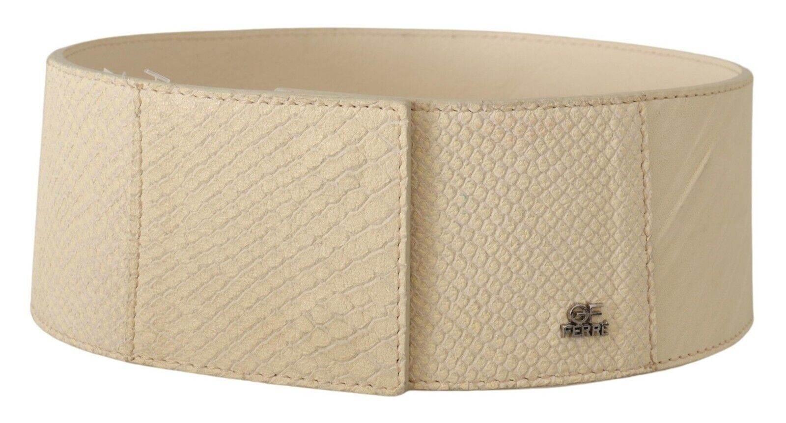 GF Ferre White Waxed Cotton Wide Fashion Belt - Hilstor
