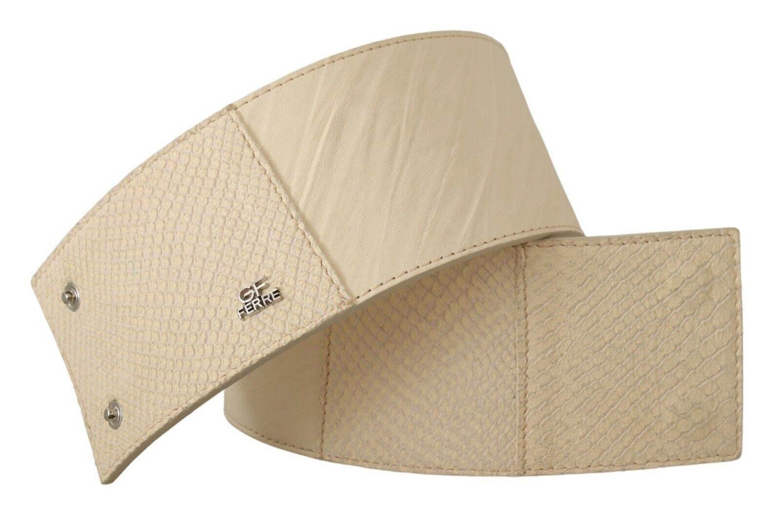 GF Ferre White Waxed Cotton Wide Fashion Belt - Hilstor