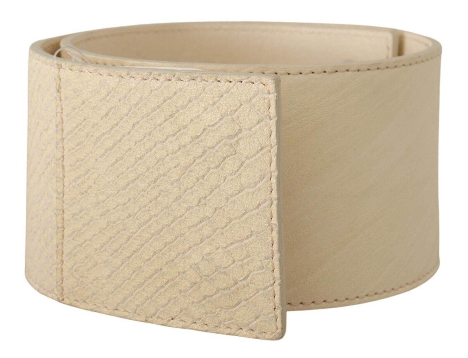 GF Ferre White Waxed Cotton Wide Fashion Belt - Hilstor