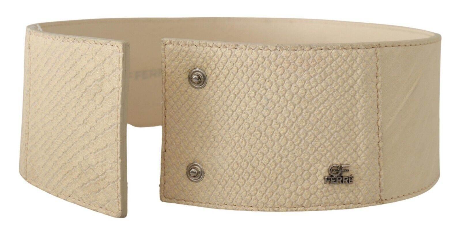 GF Ferre White Waxed Cotton Wide Fashion Belt - Hilstor