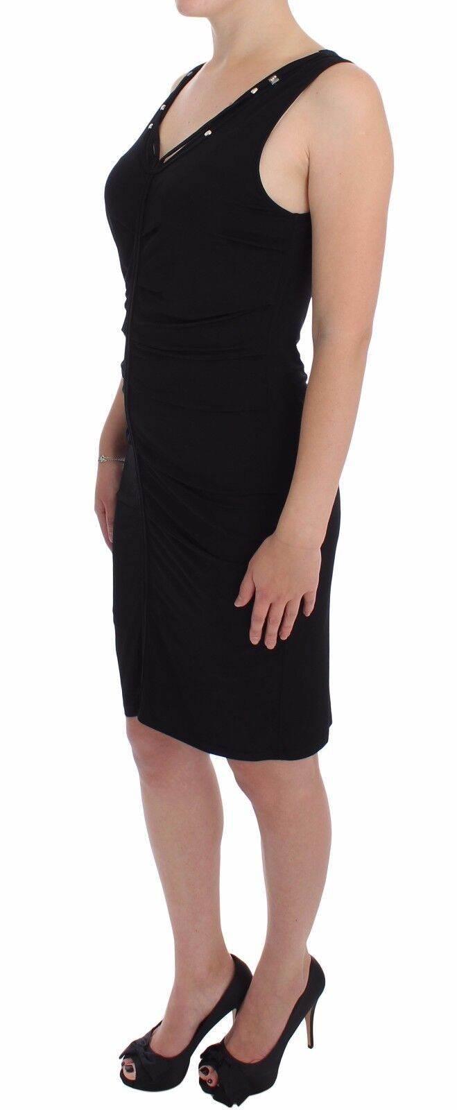 Roccobarocco Black Stretch Wiggle Pencil Sheath Bodycon Dress - Hilstor