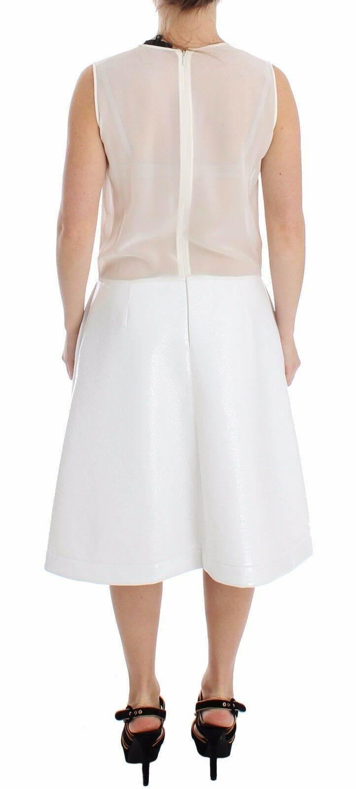 Koonhor White Pleated Bottom Tank Sheath Transparent Dress - Hilstor