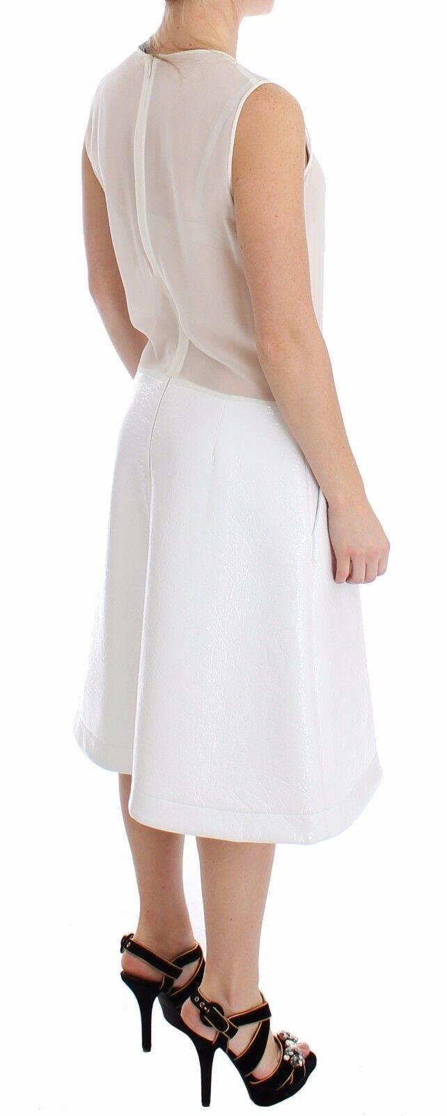 Koonhor White Pleated Bottom Tank Sheath Transparent Dress - Hilstor