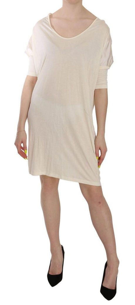 Costume National Cream Round Neck Knee Length Dress - Hilstor