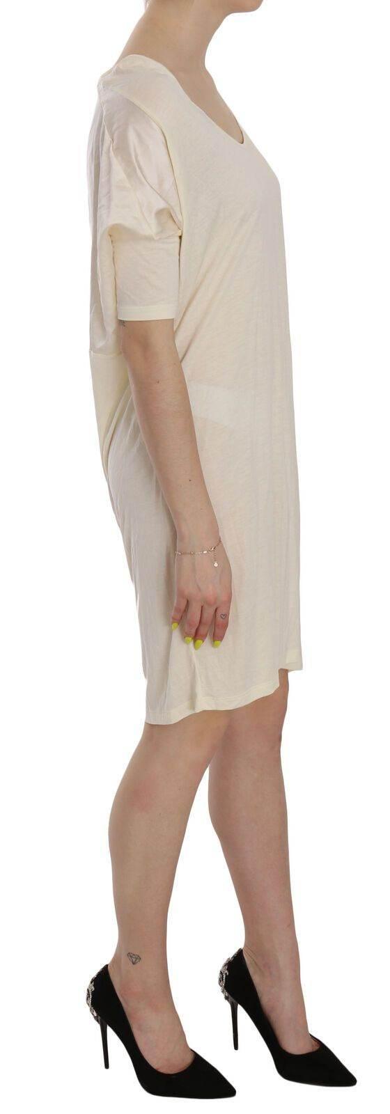 Costume National Cream Round Neck Knee Length Dress - Hilstor
