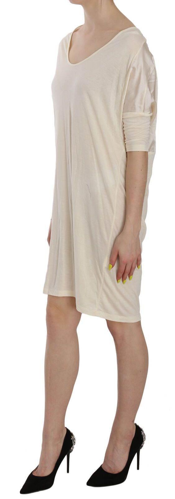Costume National Cream Round Neck Knee Length Dress - Hilstor
