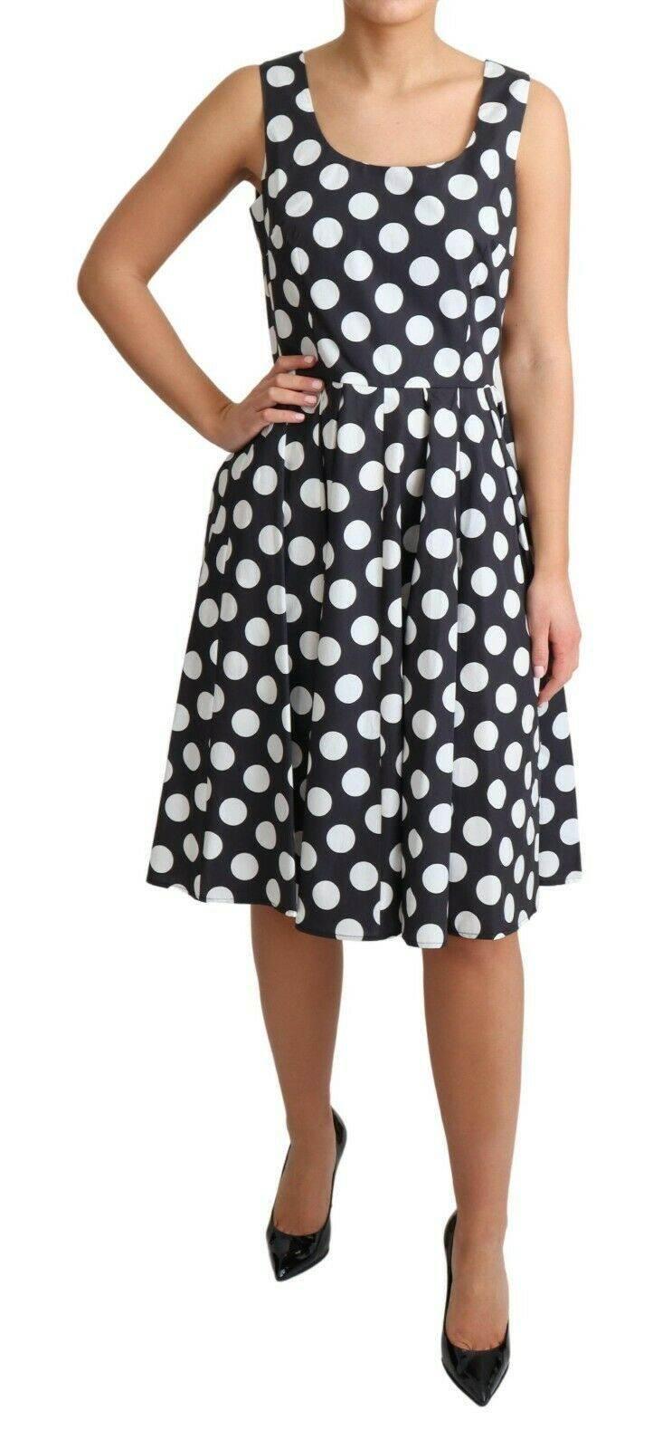 Dolce & Gabbana Black Polka Dotted Cotton A-Line Dress - Hilstor