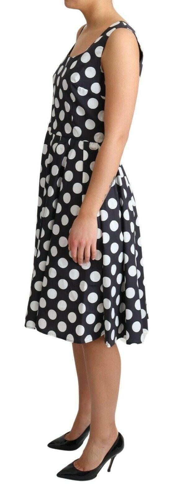 Dolce & Gabbana Black Polka Dotted Cotton A-Line Dress - Hilstor