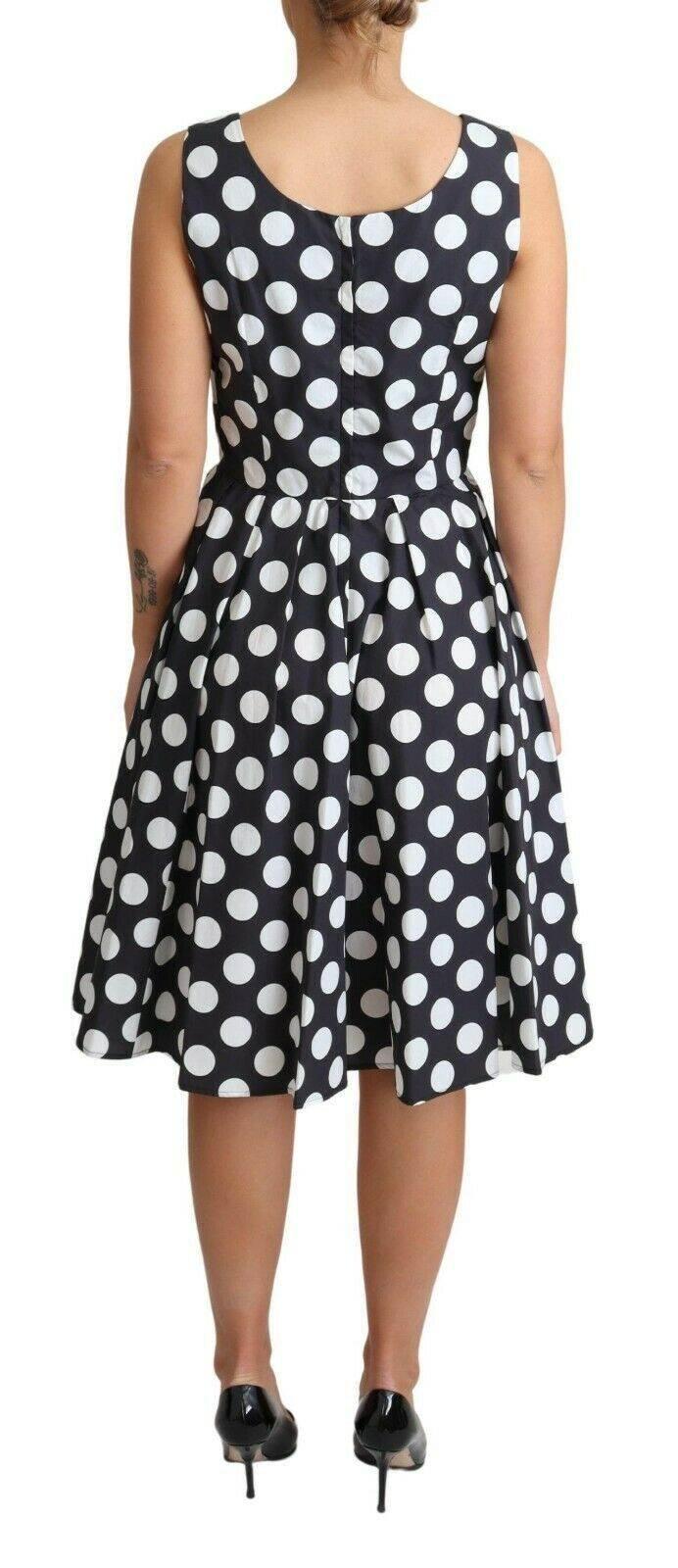 Dolce & Gabbana Black Polka Dotted Cotton A-Line Dress - Hilstor