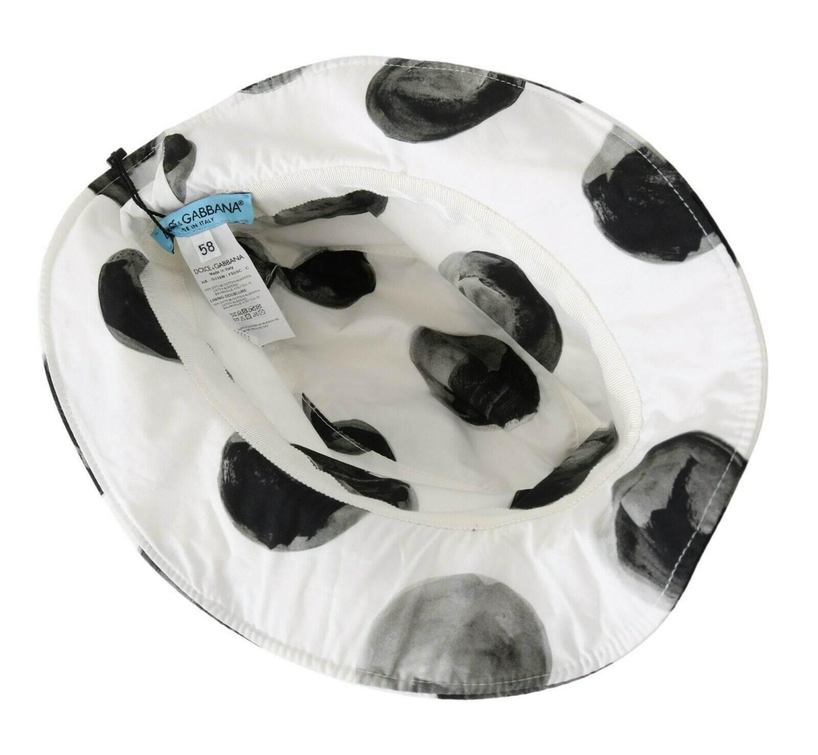 Dolce & Gabbana Polka Dot Cotton Bucket Hat - White & Black - Hilstor