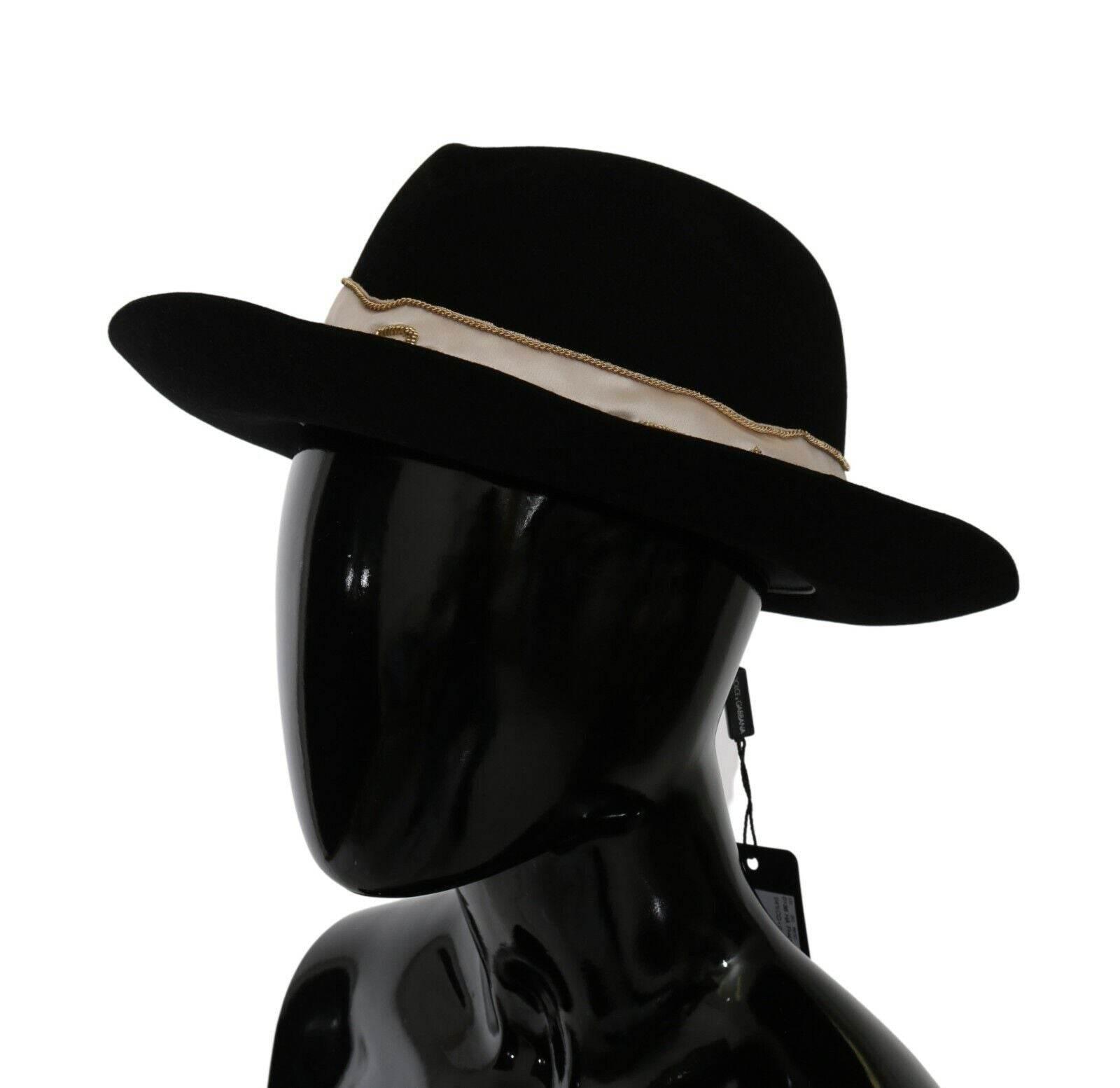 Dolce & Gabbana Black Lapin Amor Gignit Wide Brim Panama Hat - Hilstor