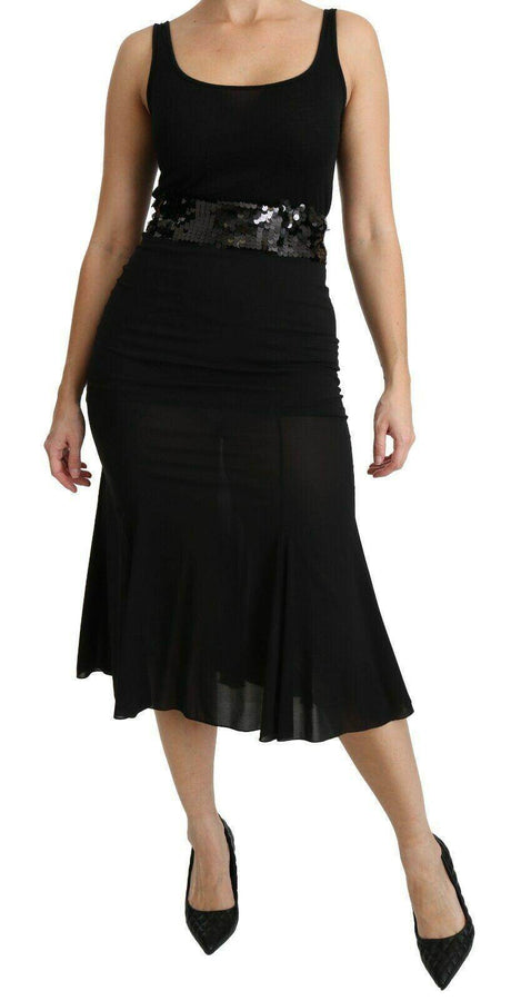 Dolce & Gabbana Chic High Waist Black Silk Blend Skirt - Hilstor
