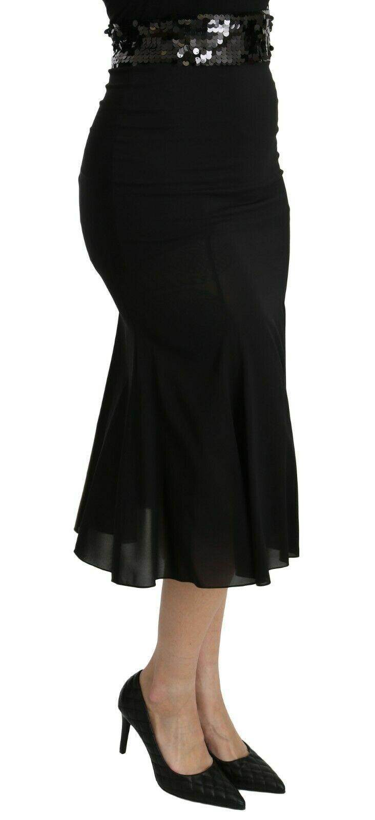 Dolce & Gabbana Chic High Waist Black Silk Blend Skirt - Hilstor