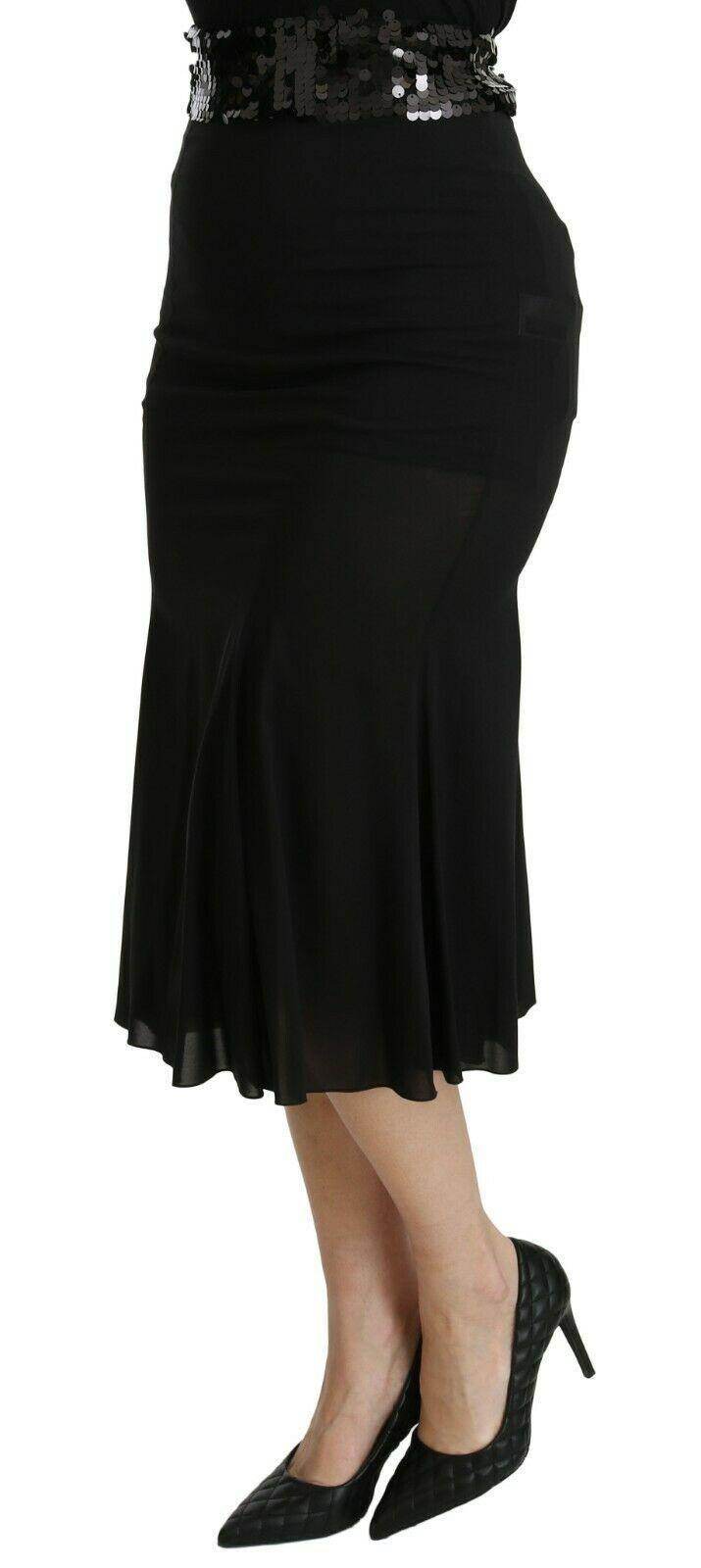 Dolce & Gabbana Chic High Waist Black Silk Blend Skirt - Hilstor