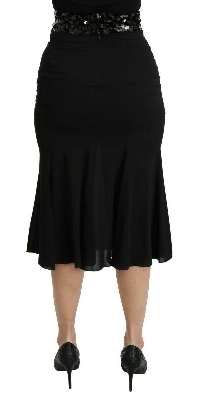 Dolce & Gabbana Chic High Waist Black Silk Blend Skirt - Hilstor