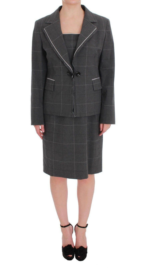 BENCIVENGA Elegant Checkered Cotton-Blend Suit Set - Hilstor