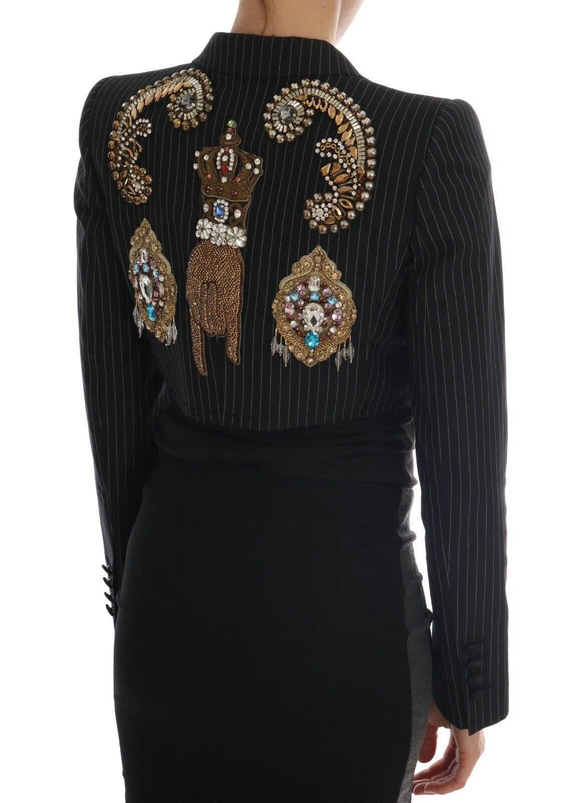 Dolce & Gabbana Black Crystal Fairy Tale Blazer Jacket - Hilstor