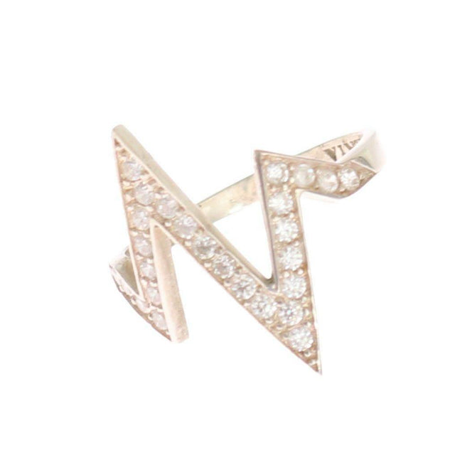 Nialaya Radiant Silver Crystal Encrusted Ring - Hilstor