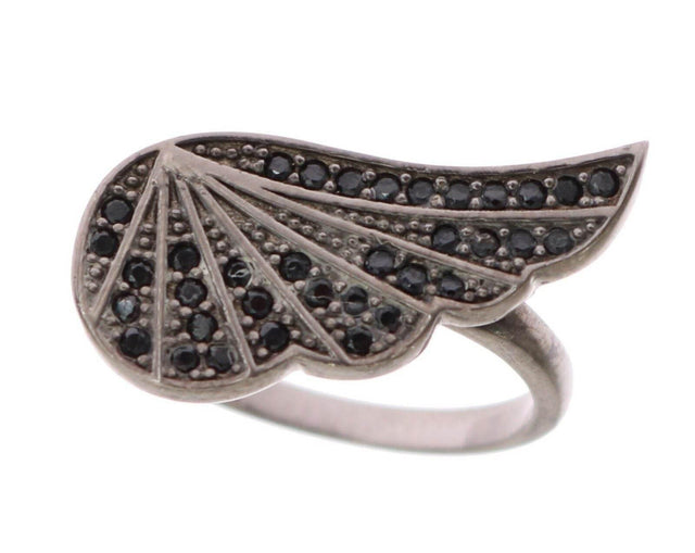 Nialaya Black Rhodium Silver Crystal Ring - Hilstor