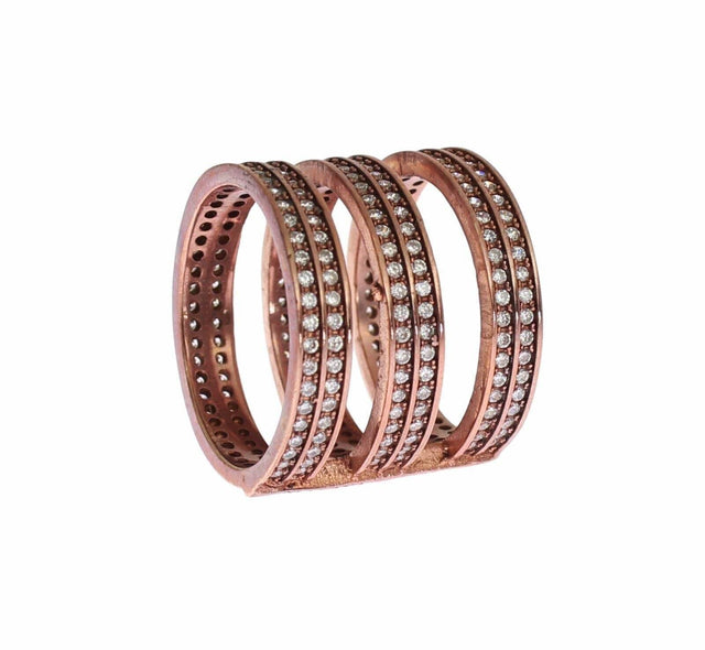 Nialaya Dazzling Pink Gold Plated CZ Crystal Ring - Hilstor
