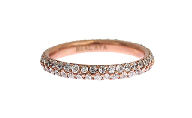 Nialaya Chic Pink Crystal-Encrusted Silver Ring - Hilstor