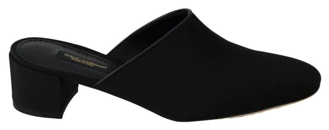 Dolce & Gabbana Chic Black Grosgrain Slide Sandals - Hilstor