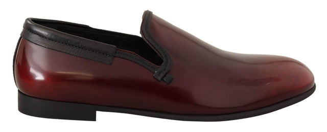 Dolce & Gabbana Elegant Bordeaux Leather Loafers - Hilstor