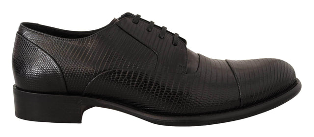 Dolce & Gabbana Elegant Black Lizard Skin Derby Shoes - Hilstor