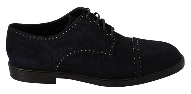 Dolce & Gabbana Elegant Suede Derby Shoes with Silver Studs - Hilstor