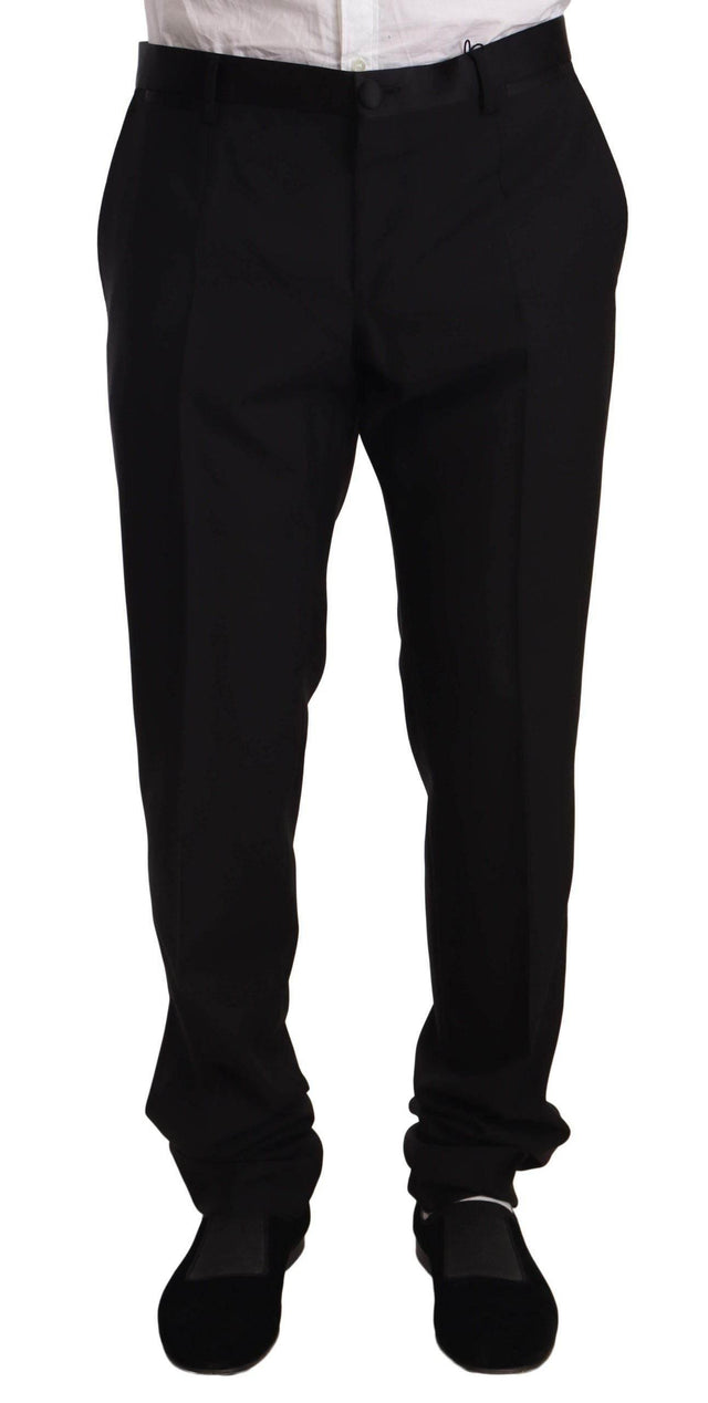 Dolce & Gabbana Black Wool Formal Tuxedo Trouser Pants - Hilstor
