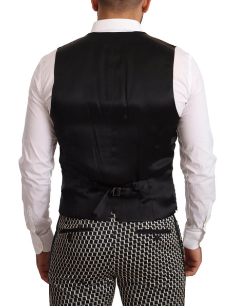 Dolce & Gabbana Black White Check 3 Piece Set MARTINI Suit - Hilstor