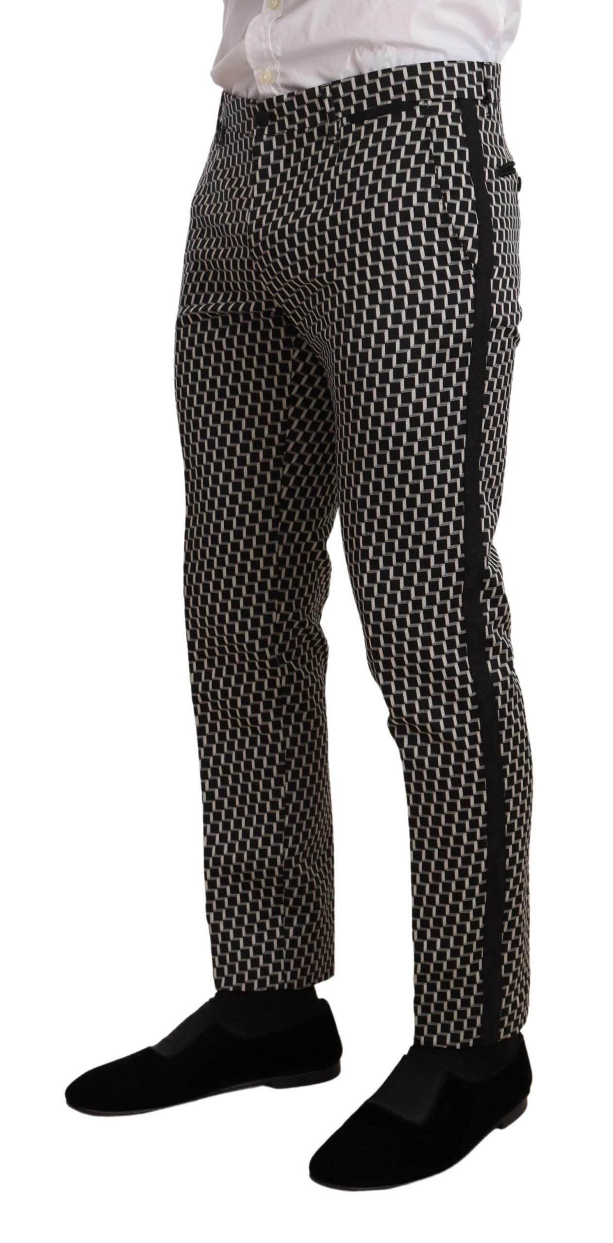 Dolce & Gabbana Black White Check 3 Piece Set MARTINI Suit - Hilstor