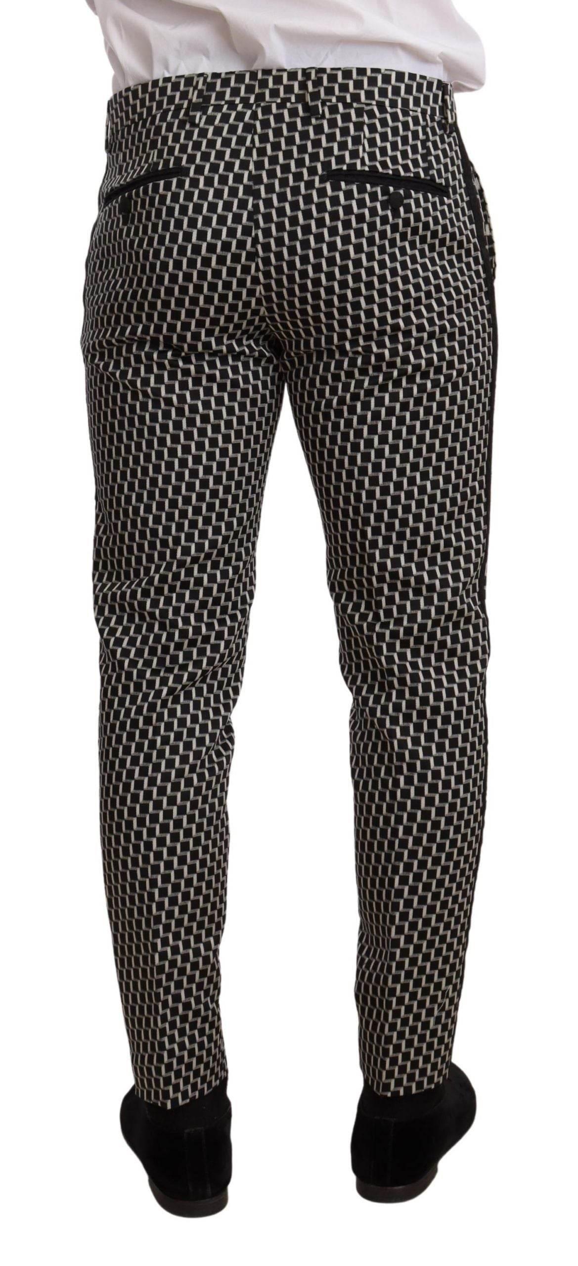 Dolce & Gabbana Black White Check 3 Piece Set MARTINI Suit - Hilstor