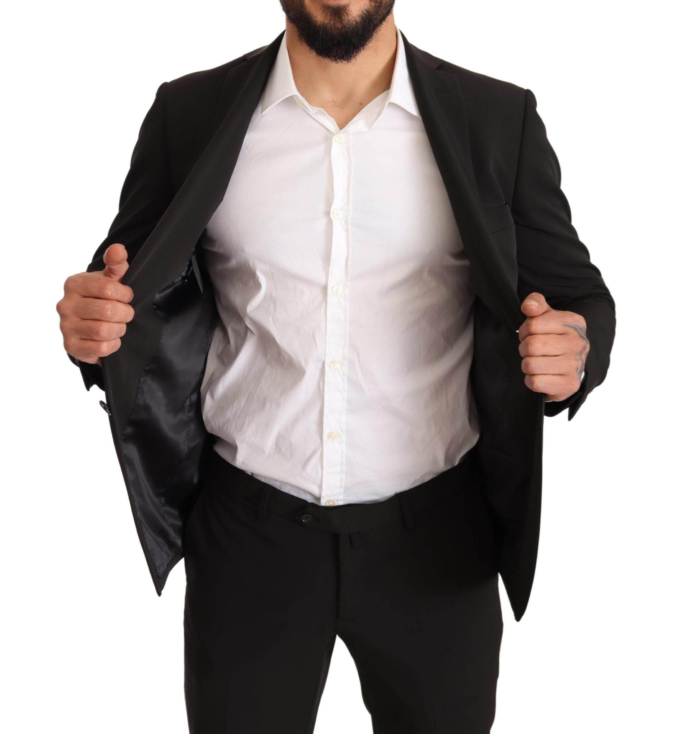 Domenico Tagliente Black Polyester Slim 2 Piece Set TAGLIENTE Suit - Hilstor