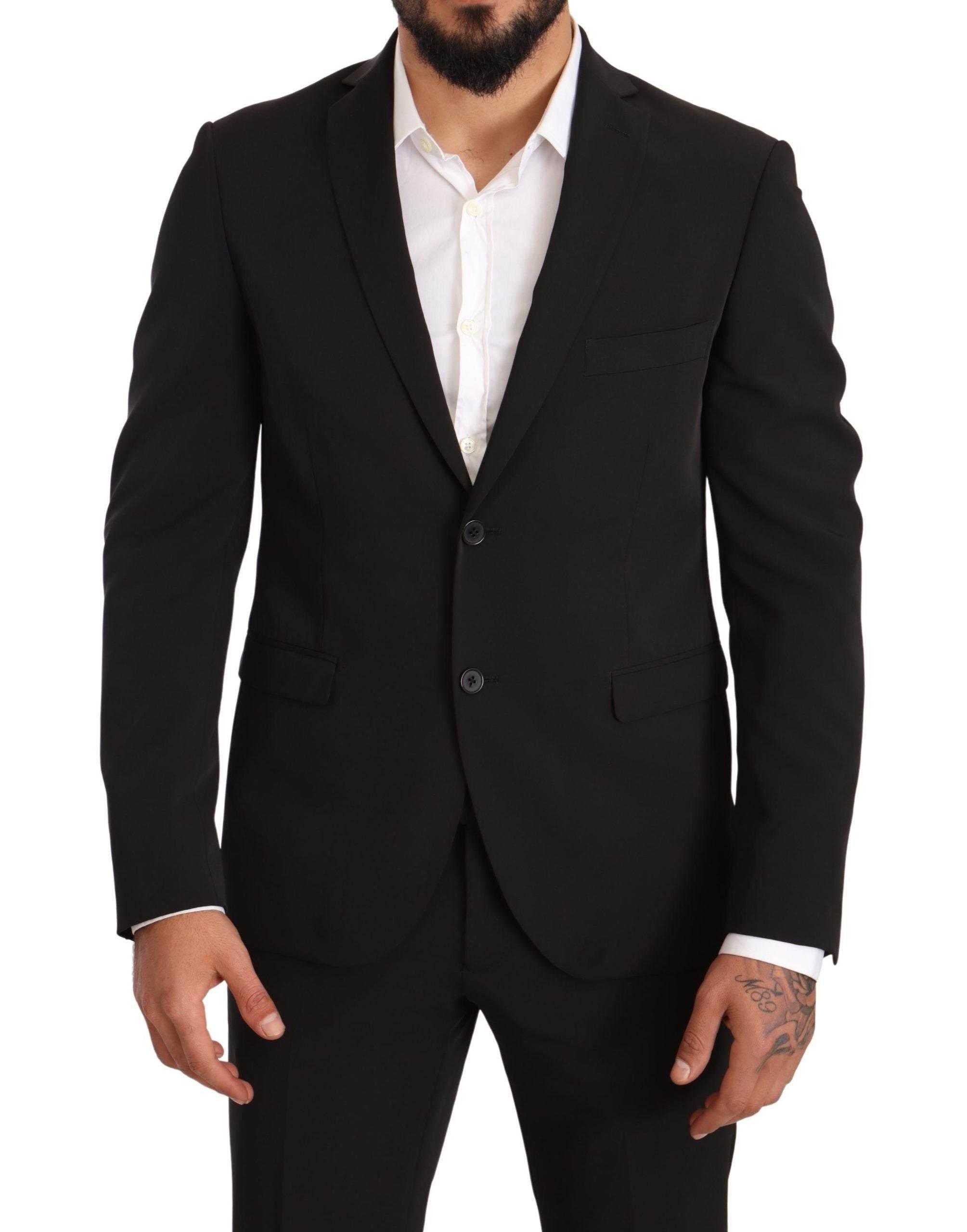 Domenico Tagliente Black Polyester Slim 2 Piece Set TAGLIENTE Suit - Hilstor