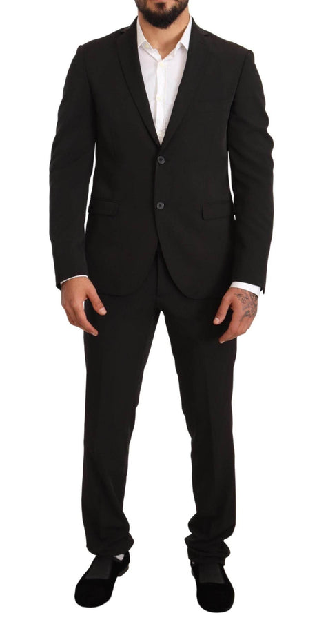 Domenico Tagliente Black Polyester Slim 2 Piece Set TAGLIENTE Suit - Hilstor