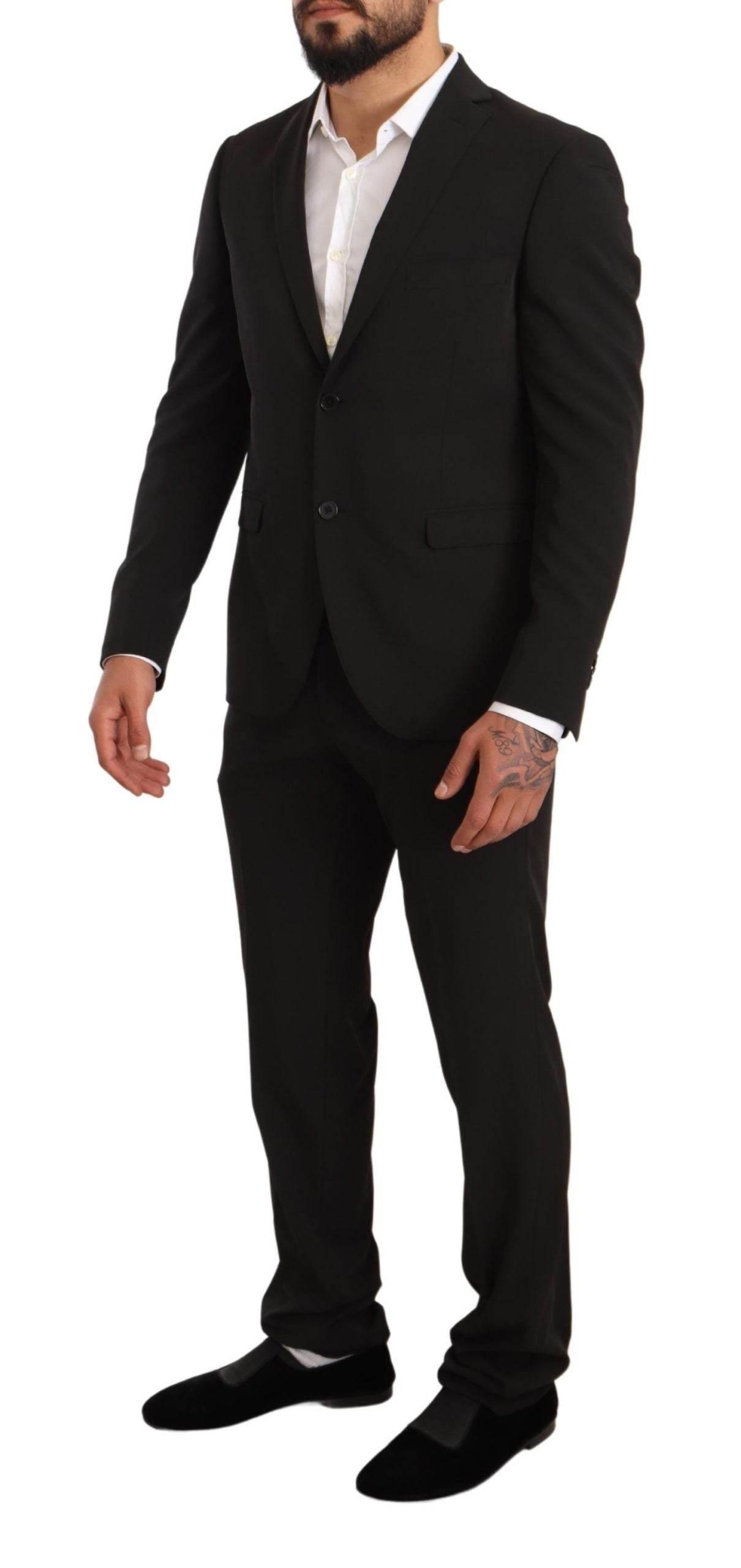 Domenico Tagliente Black Polyester Slim 2 Piece Set TAGLIENTE Suit - Hilstor