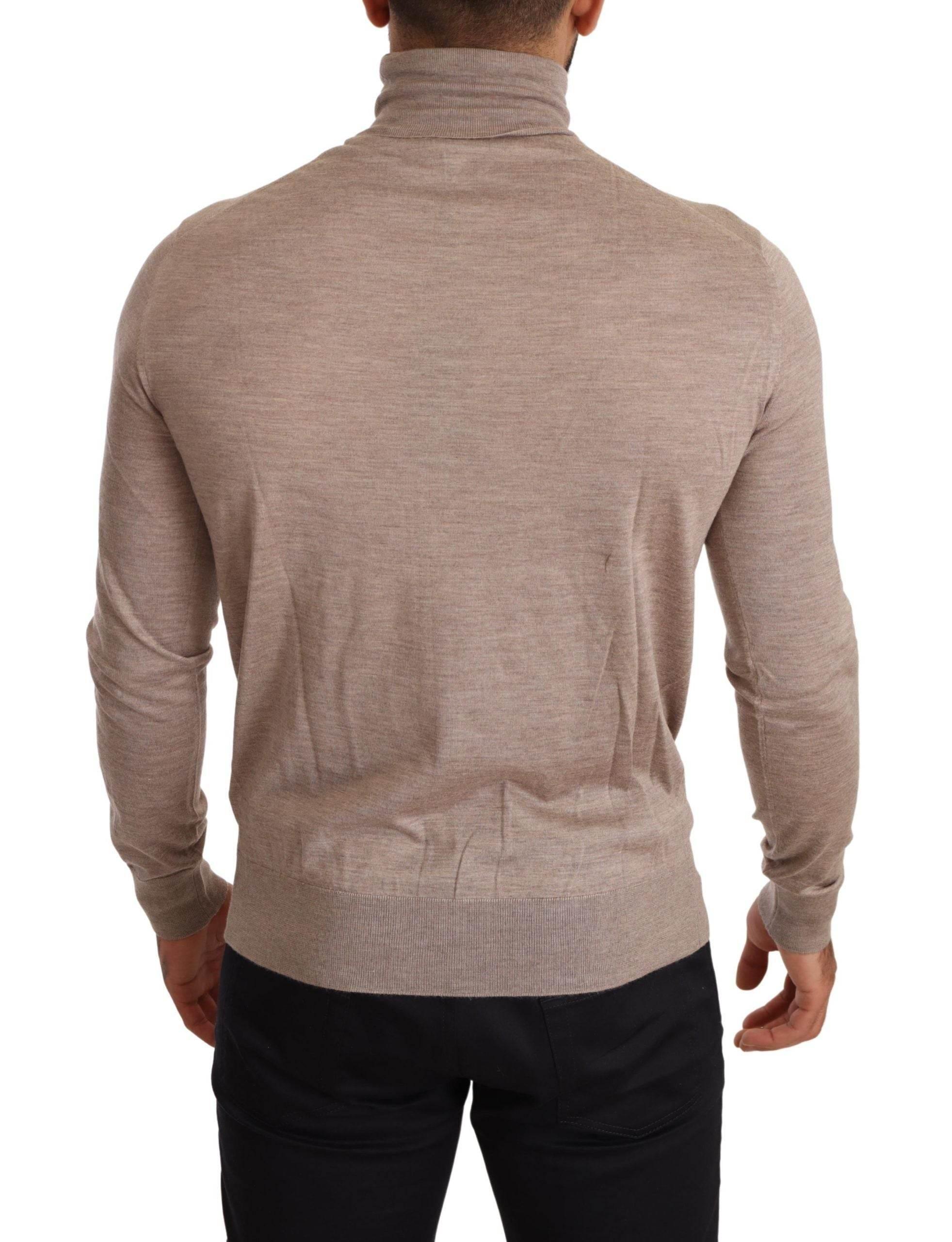 Dolce & Gabbana Beige Turtleneck Cashmere-Silk Blend Sweater - Hilstor