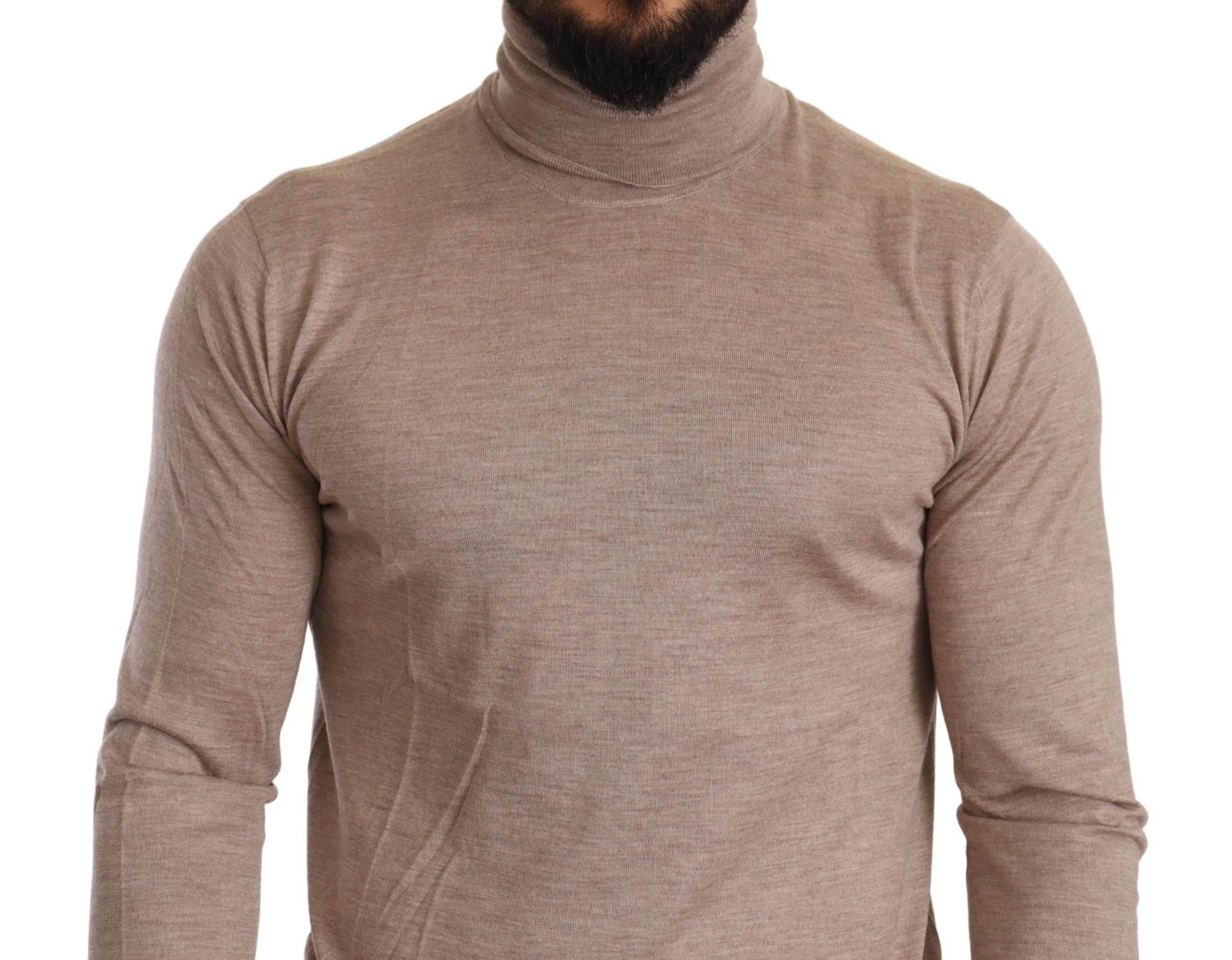 Dolce & Gabbana Beige Turtleneck Cashmere-Silk Blend Sweater - Hilstor