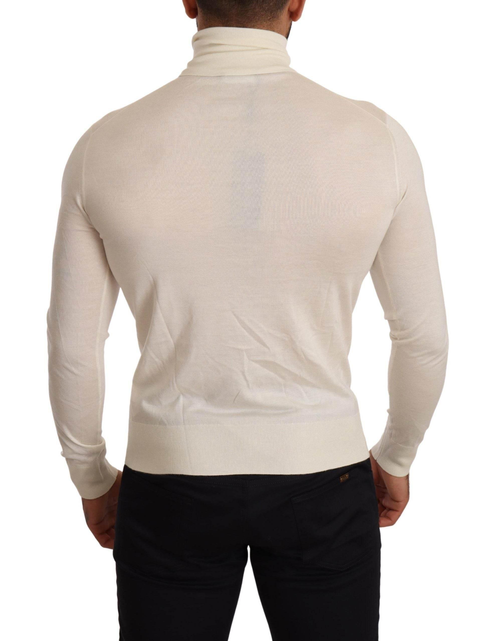 Dolce & Gabbana Cream Cashmere Turtleneck Pullover Sweater - Hilstor