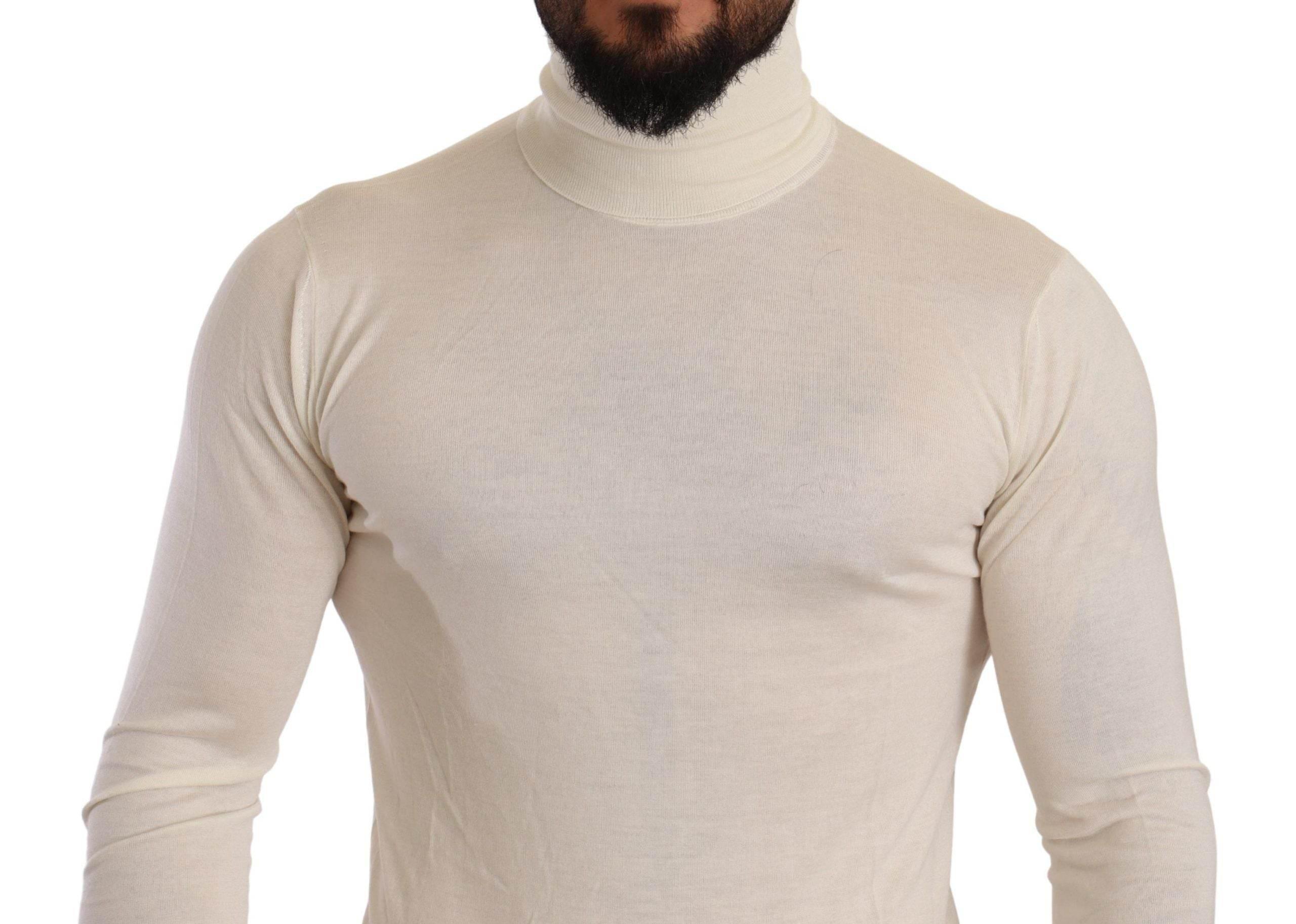 Dolce & Gabbana Cream Cashmere Turtleneck Pullover Sweater - Hilstor